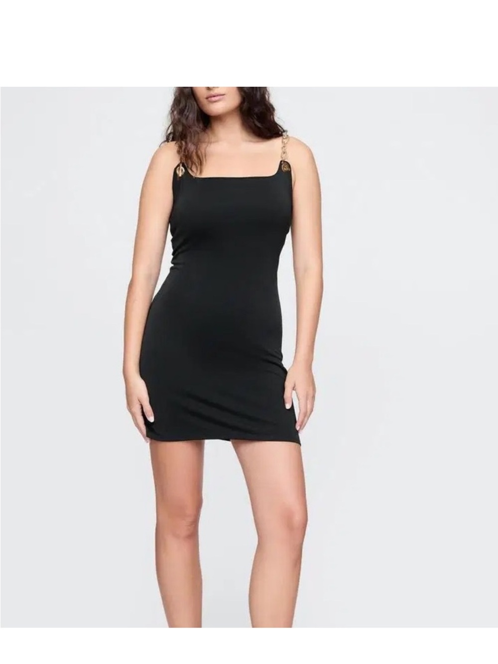 Cult Gaia x Gap black Mini Dress with Gold Chain-Straps